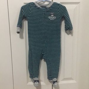 Green and blue carters footies sleeper raccoon